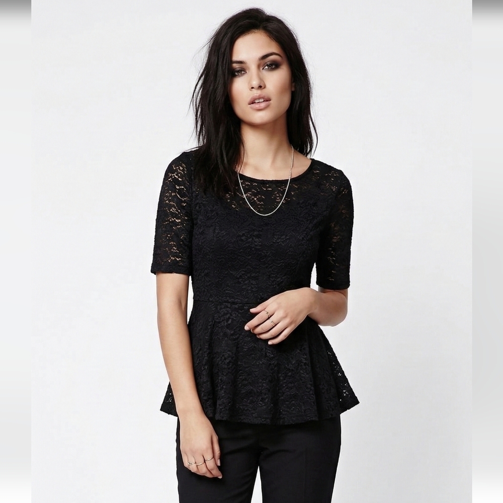 Free People Y2K Tee Black Flocked Floral Coquette Boho Casual Fairy Whimsigoth L